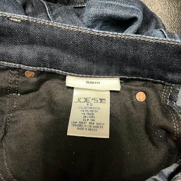 JOE'S SLIM FIT Dark Wash Stretch Distressed Blue Jeans Tencel Blend sz 32 x 29 - Picture 16 of 16
